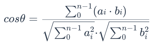 Cosine similarity formula