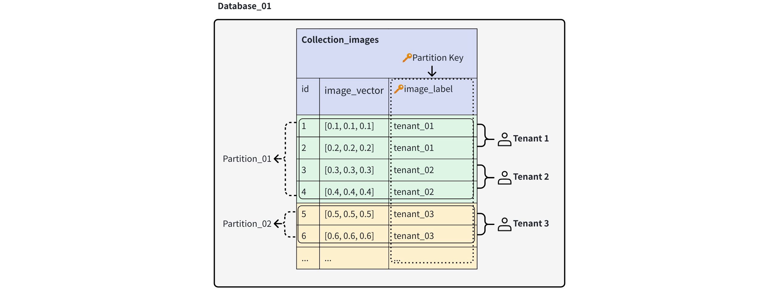 Partition Key Level Multi Tenancy